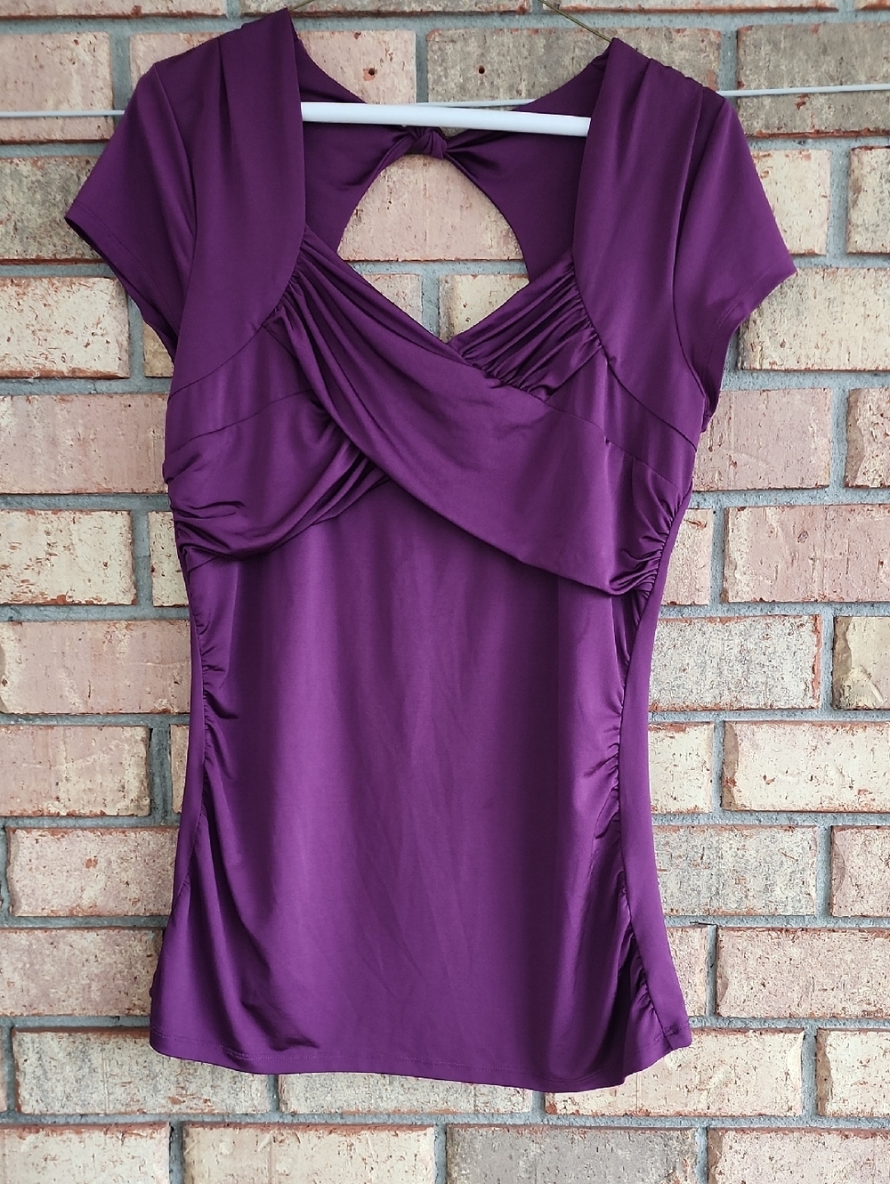 Studio‎ Y Size Large Purple Draped Twist-Front Top
